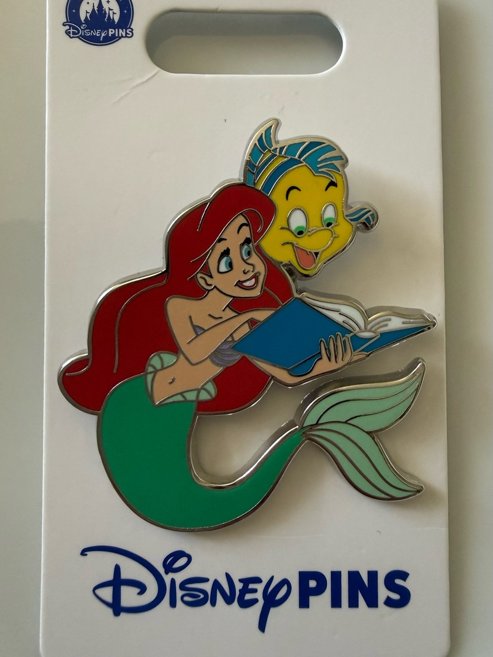 Disney Ariel & Flounder Reading Enamel Pin - Red, Green, Yellow, Blue